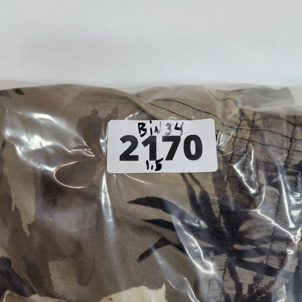 Sand & Sun‎ Men's Hawaiian Floral Cargo Swim Trunks Beige Large Beach Sz Large